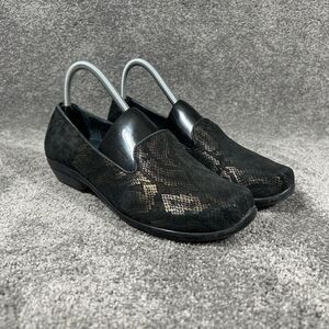 Dansko Olivia Women's Sz EU 38 US 7.5 Black Bronze Snake Slip On Loafer Shoes